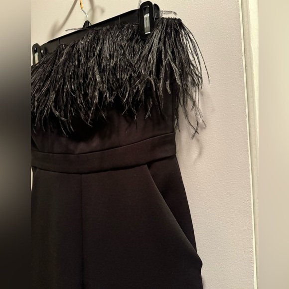 SAYLOR Black Jumpsuit with Feather Accent - Picture 3 of 5